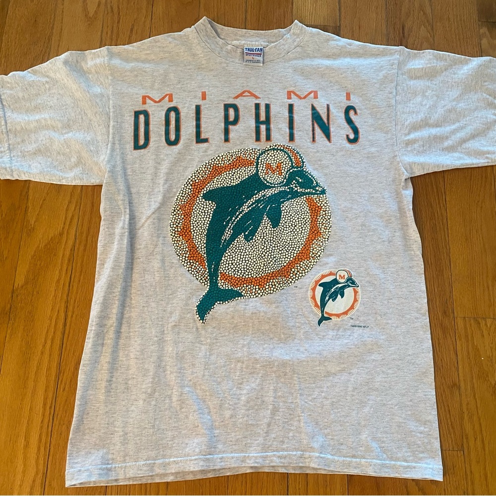 1996 Miami Dolphins T-Shirt Puff Print Size Large